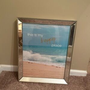 THIS IS MY HAPPY PLACE - BEACH MIRRORED FRAME ART 18x22.5